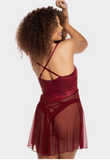 Camisola em microfibra e tule.